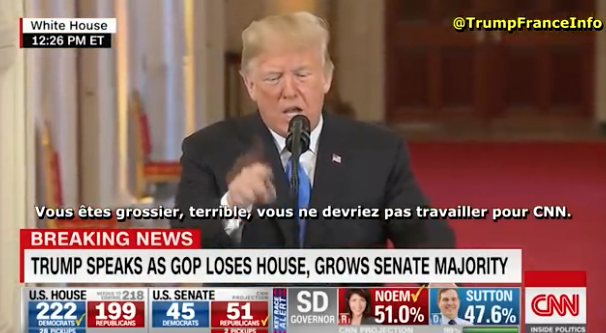 Trump à un journaliste de CNN : «Quand vous propagez des FakeNews comme le fait souvent CNN, vous êtes l’ennemi du peuple»