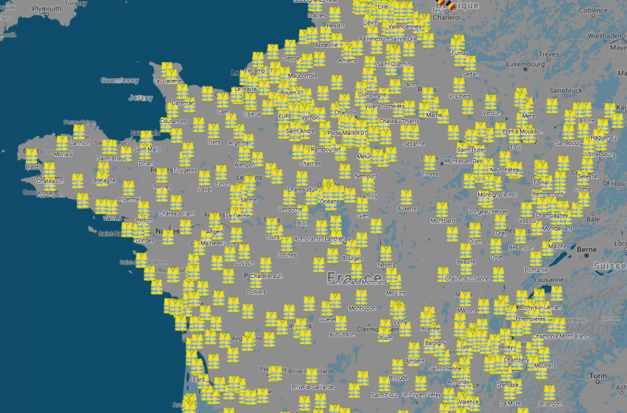 La carte des blocages du 17 novembre