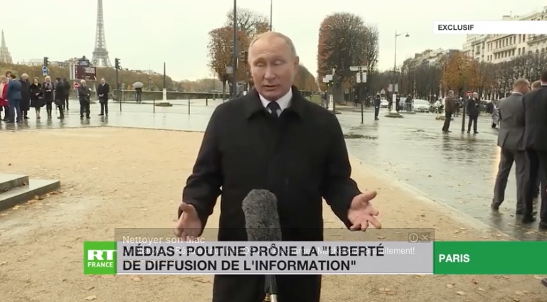 Poutine fustige le traitement réservé à RT par l’Elysée