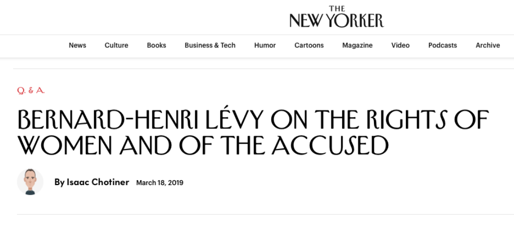 Bernard Henri-Lévy a passé un mauvais quart d’heure avec le New Yorker
