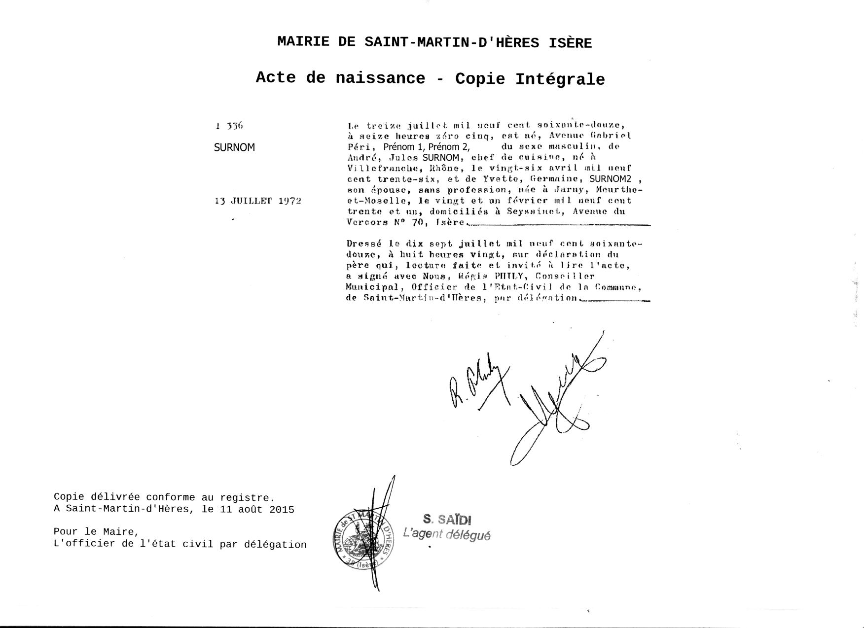 Exemple De Lettre De Demande De Transcription D'acte De Naissance