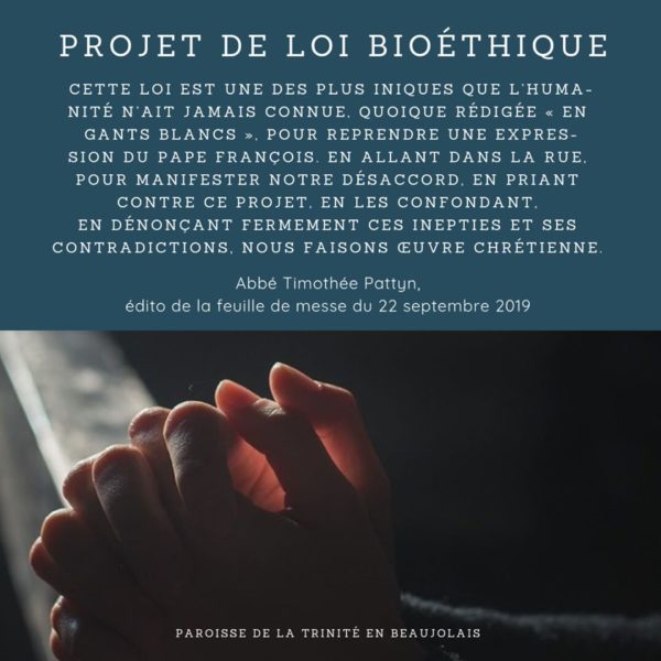 Loi de bioéthique : en manifestant, nous faisons oeuvre chrétienne