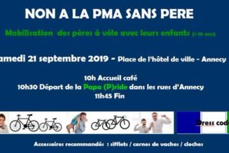 Papa (P)ride à Annecy  : Manifestation des pères à vélo pour l’égalité et la complémentarité homme/femme