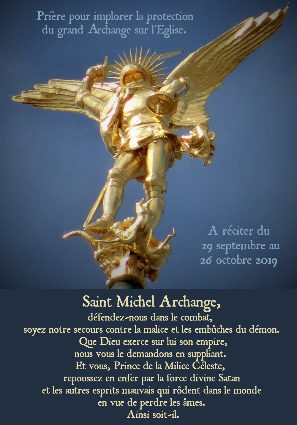Neuvaine à Saint Michel Archange Du 21 Au 29 Septembre Prière pour l'Eglise à l'occasion du Synode pour l'Amazonie - Le Salon Beige