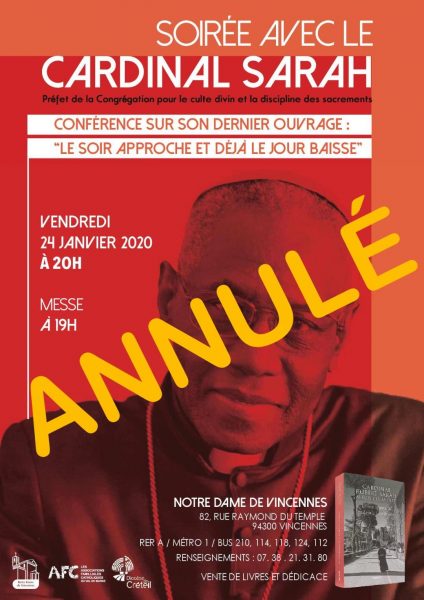 Annulation de la conférence du cardinal Sarah