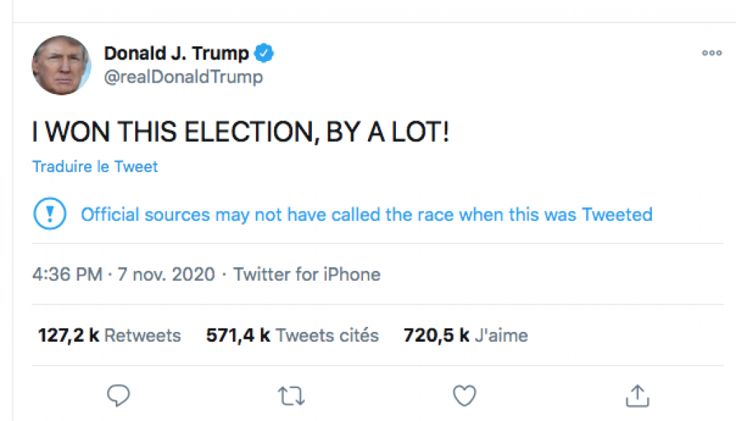 Donald Trump conteste la victoire attribuée à Joe Biden