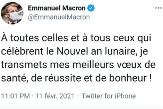 Macron n’a pas souhaité joyeux Noël aux Français mais souhaite le nouvel an lunaire placé sous le signe du buffle