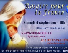 Rosaire pour la France – samedi 4 septembre – 10h – Ars-sur-Moselle et Metz-Vallières